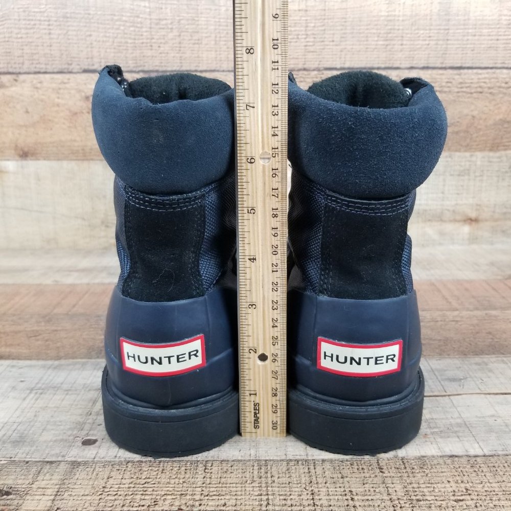 Hunter Original Insulated Commando Men Sz 8 Boot Blue Black Rain Lace Up Lined - Picture 4 of 8